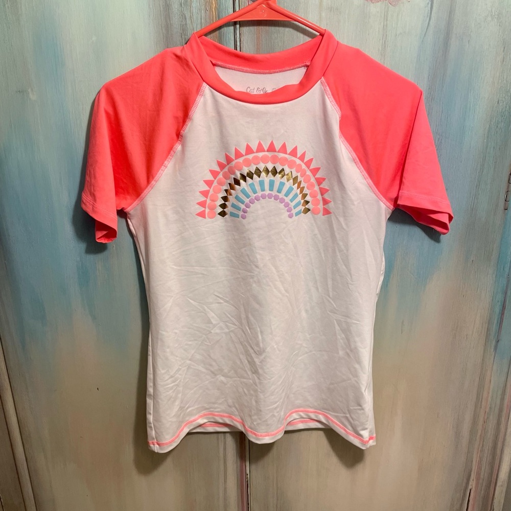 Cat & Jack only washed never worn rainbow swim shirt.  Size Girls XL 14/16.